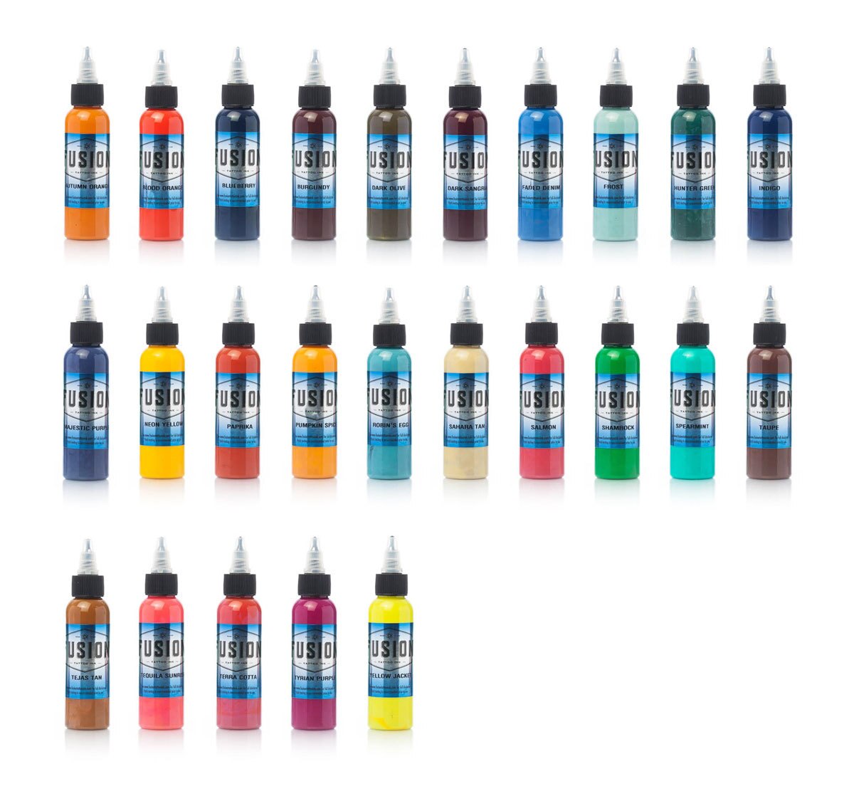 25 Tattoo ink Color Set by Fusion Needlejig Tattoo Supply