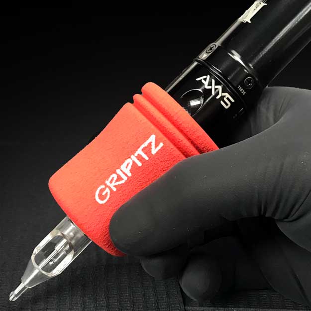Gripits Memory Foam Sleeve On A Pen Style Rotary Tattoo Machine