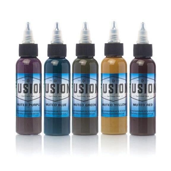 Fusion Ink Tattoo Ink Muted Color 2 Ounce Bottle Tattoo Ink Set