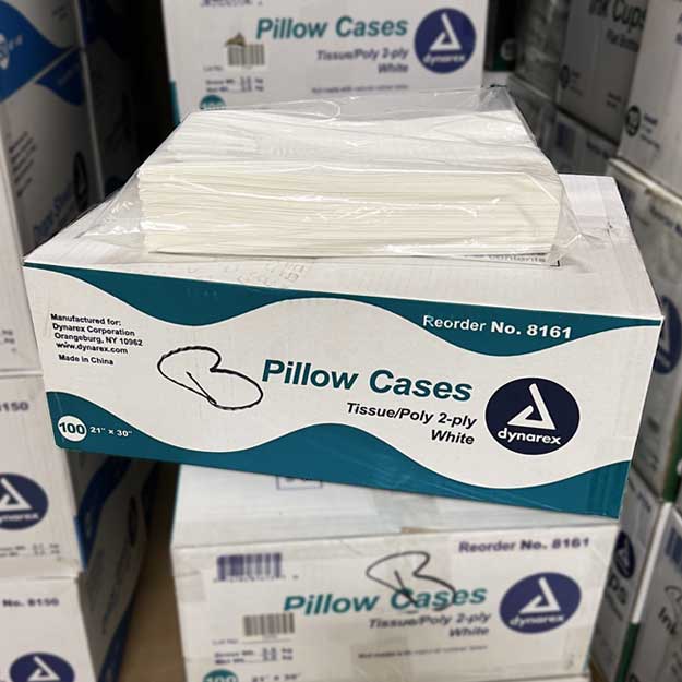 Case of 100 White Disposable Pillow Cases