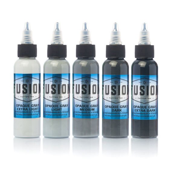 Fusion Ink Tattoo Ink Opaque Gray 2 Ounce Tattoo Ink Set