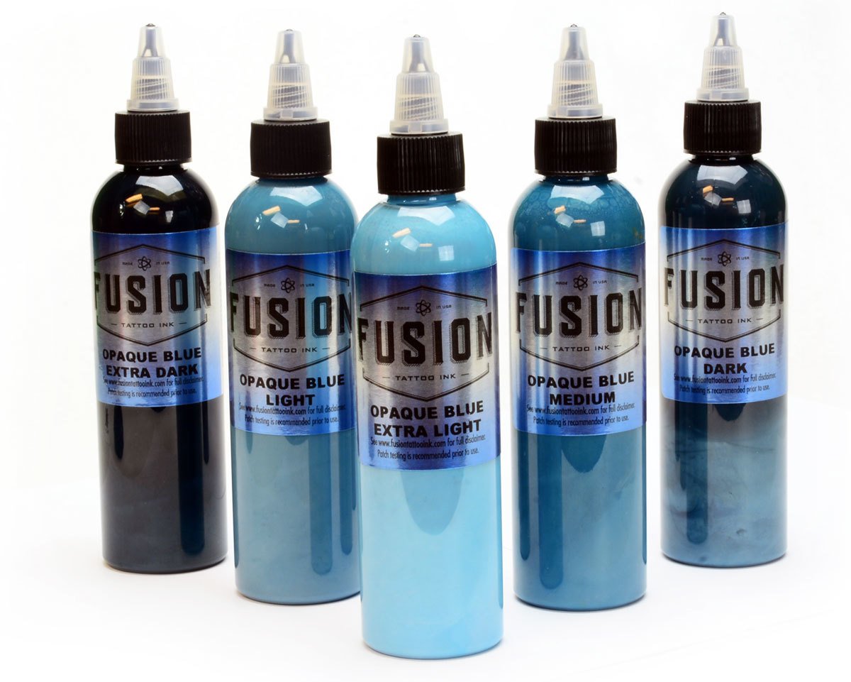 Opaque Blue Set Fusion Ink Needlejig Tattoo Supply