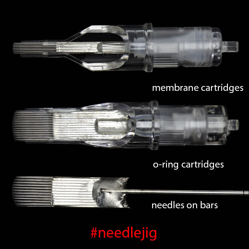 High quality tattoo needles: membrane cartridges, o-ring cartridges or needles on bar