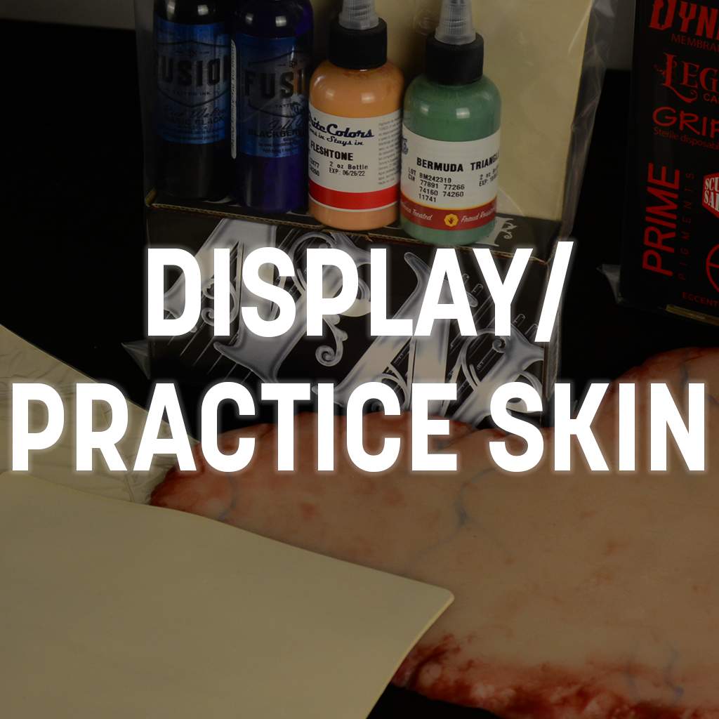 Display and practice skin for tattooing