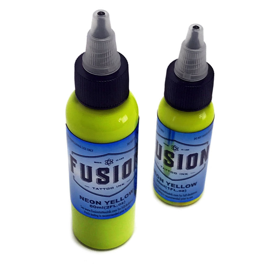 Fusion Ink Tattoo Ink Neon Yellow 1 Ounce and 2 Ounce Bottles