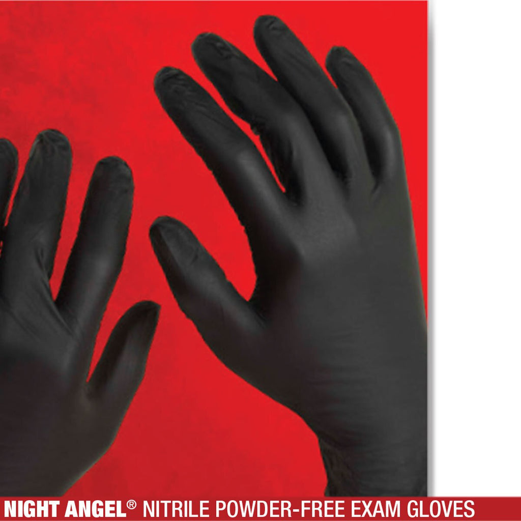 Night Angel Black Nitrile Gloves