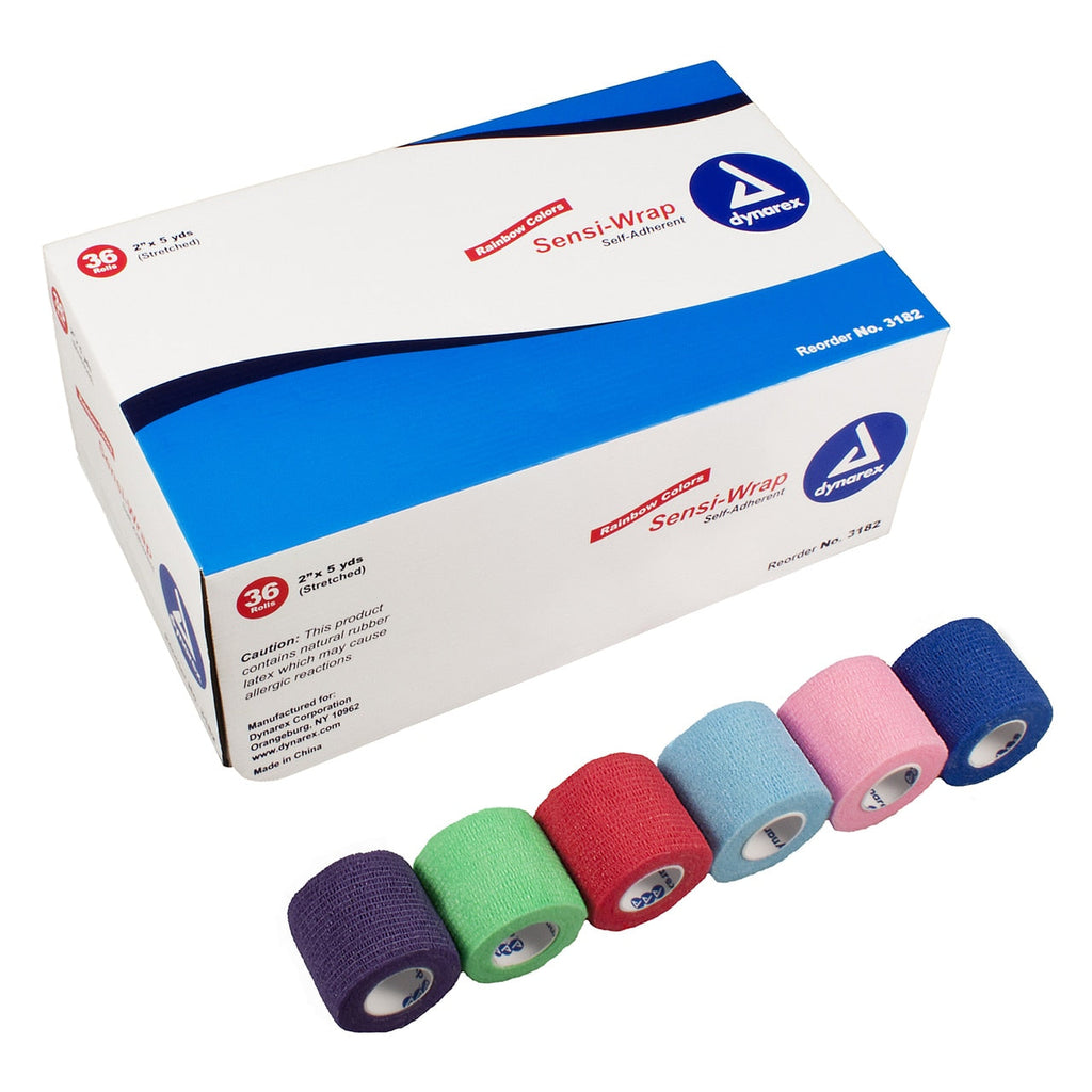 Assorted Colors Dynarex Sensi Wrap Self Adherent Bandages 2 Inch